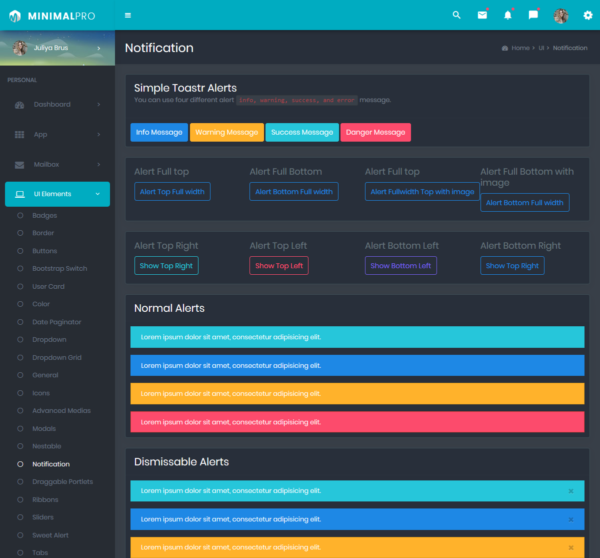 Minimal Pro Dark Dashboard Bootstrap Admin Templates