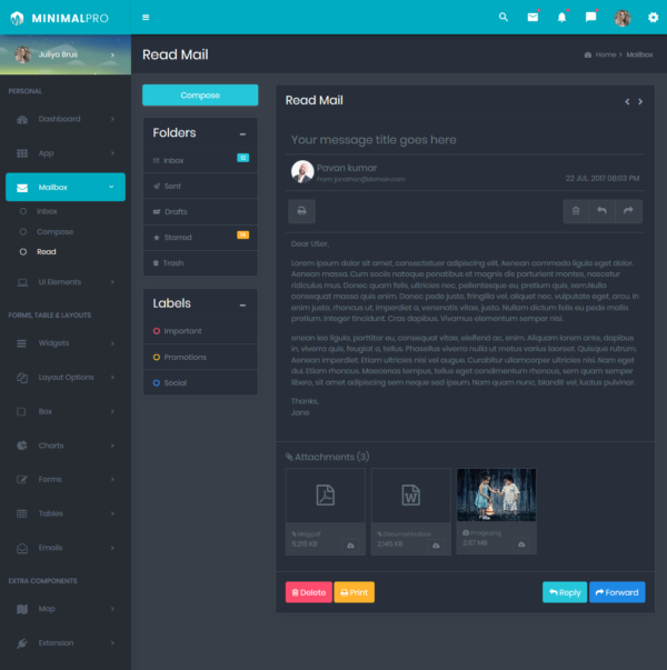 Minimal Pro Dark Dashboard Bootstrap Admin Templates