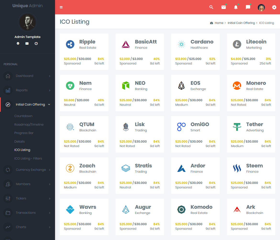 Bootstrap 4 Admin Dashboard