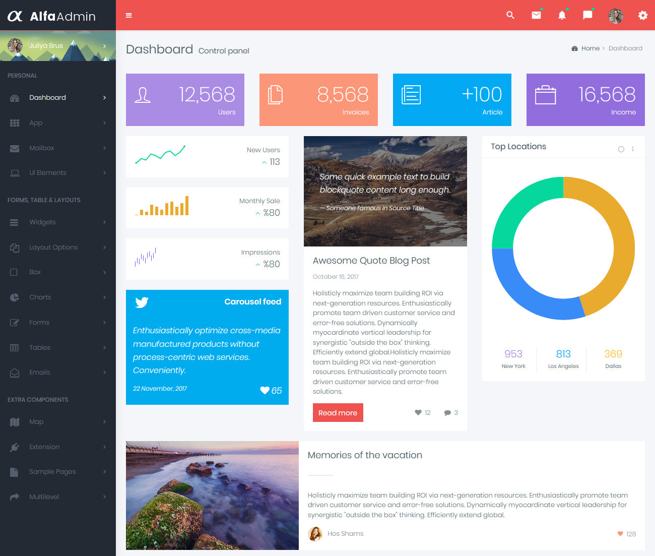 Bootstrap 4 Admin Dashboard