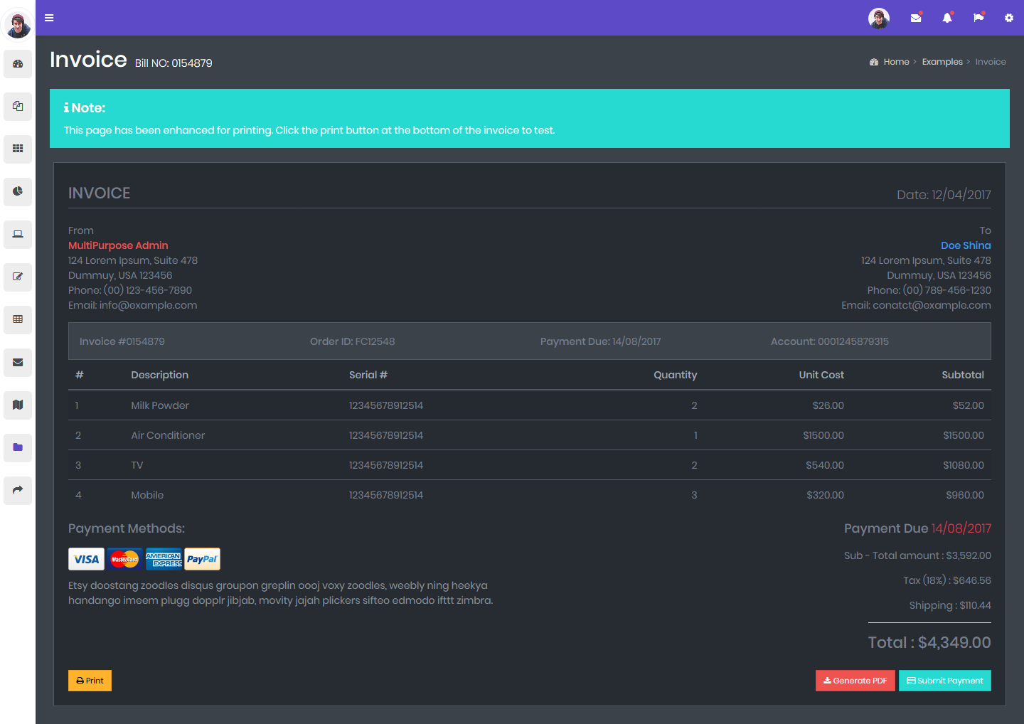 Bootstrap Admin Template