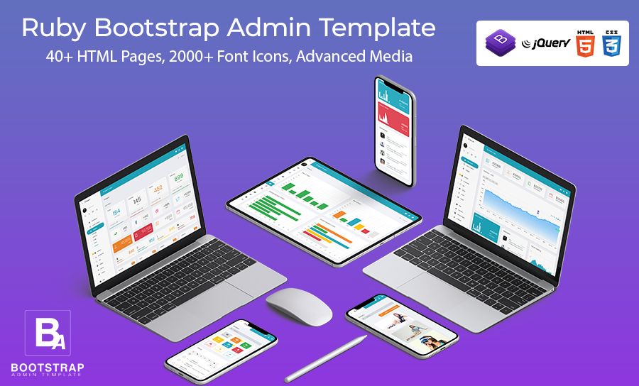 Responsive Admin Dashboard Template With Bootstrap Admin Web App – Ruby
