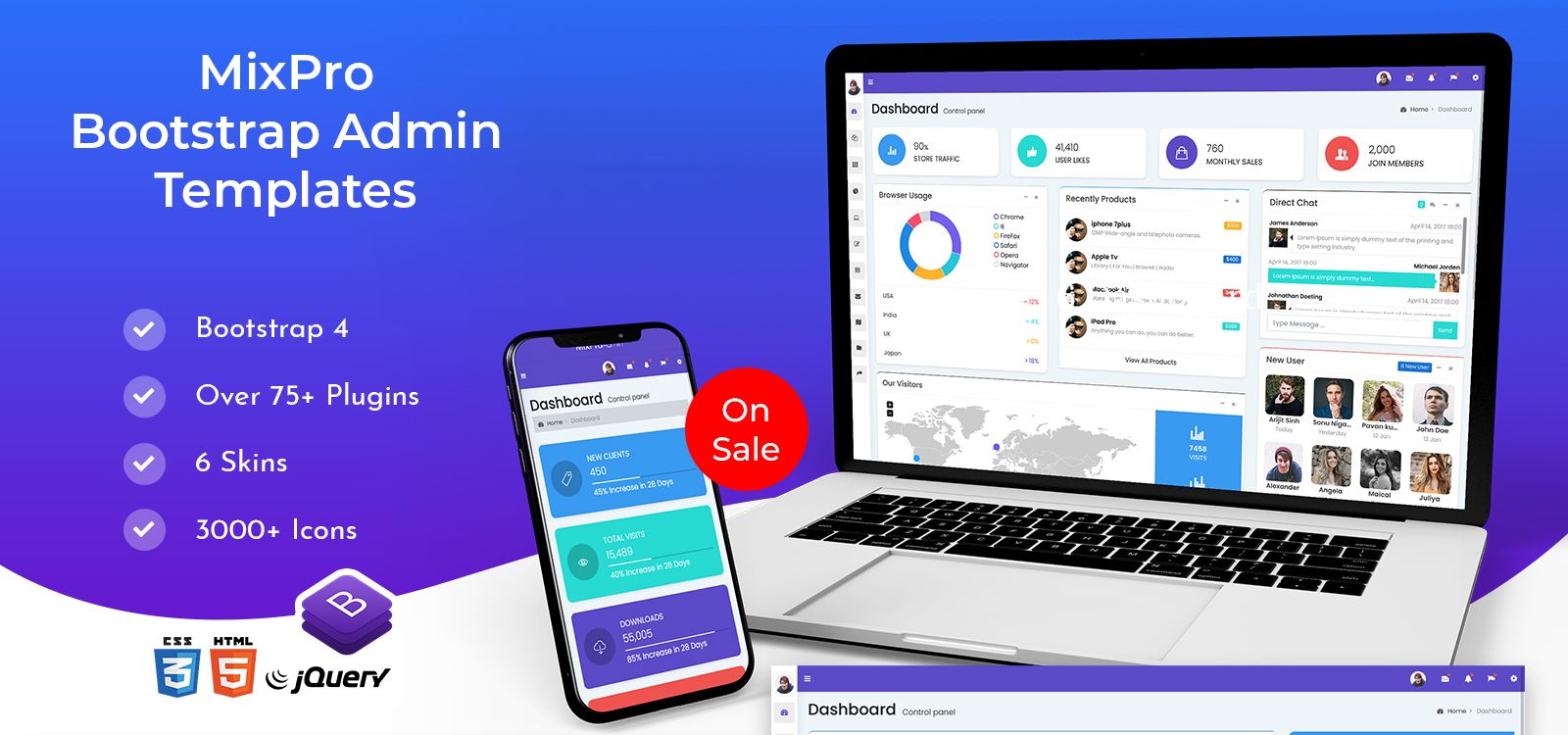 Premium Admin Template With Bootstrap Admin Web App – Mix Pro