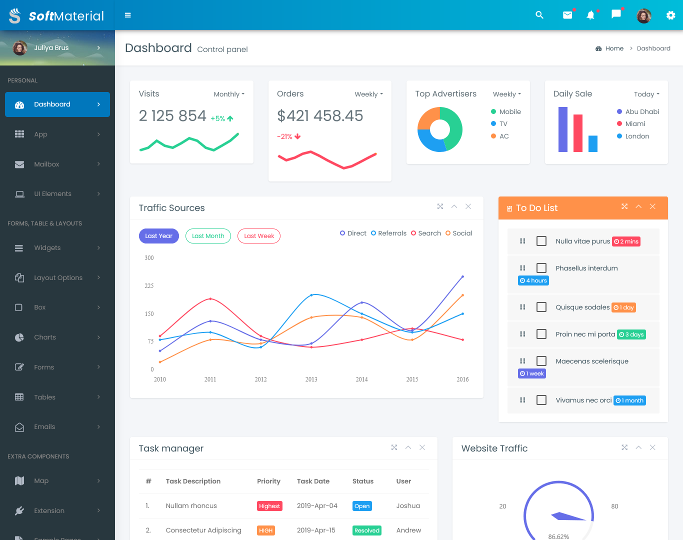 side nav dashboard