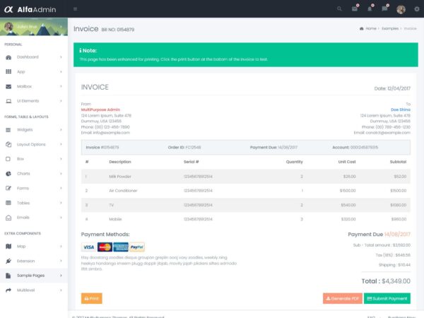 Bootstrap Admin Templates With UI Framework Alfa