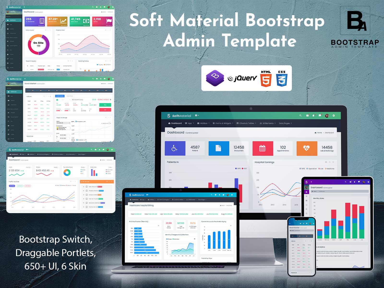 Soft Material – Responsive Admin Dashboard With UI Framework