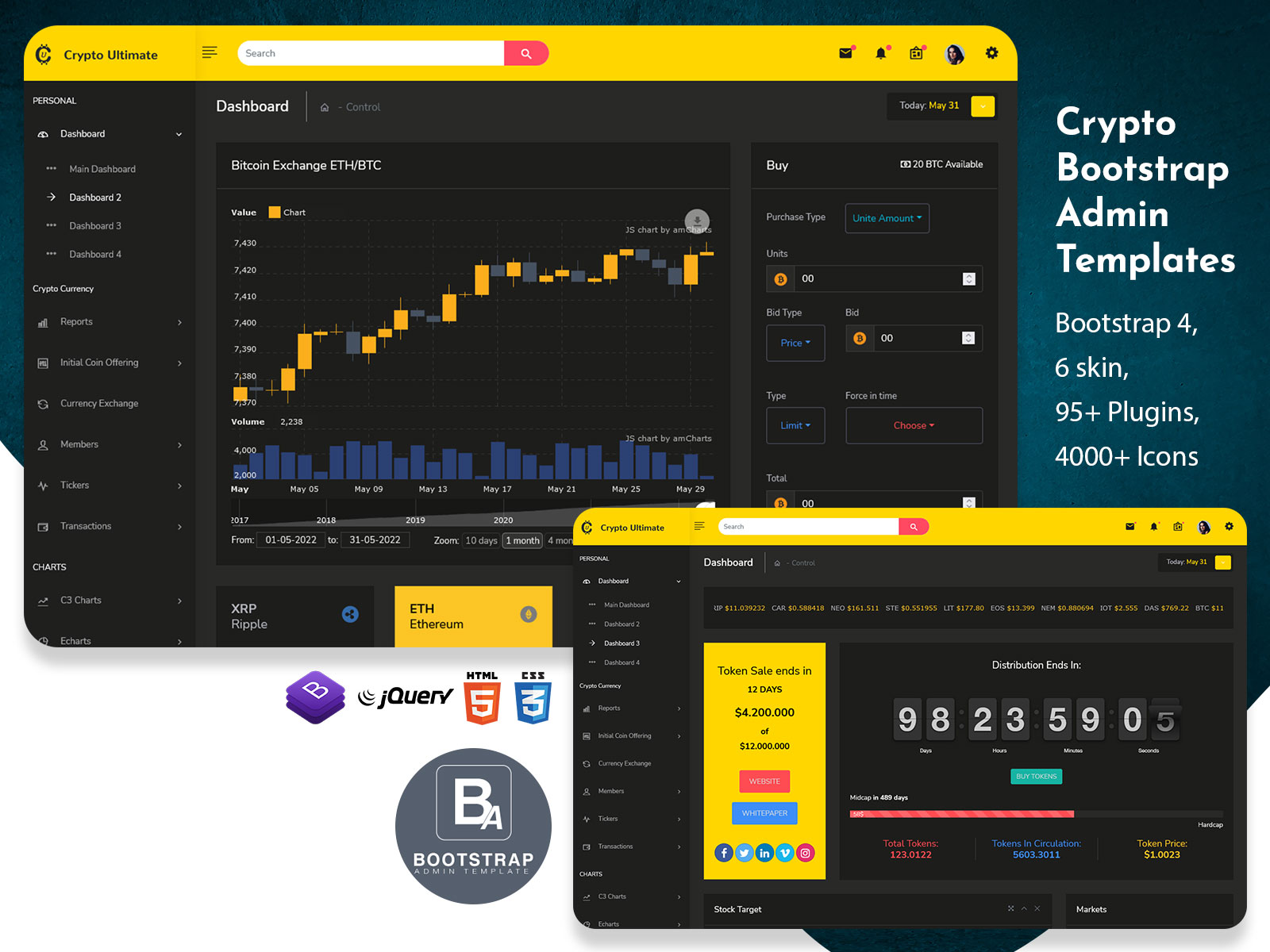 Fully Responsive Crypto Admin Templates With Elegant Designed