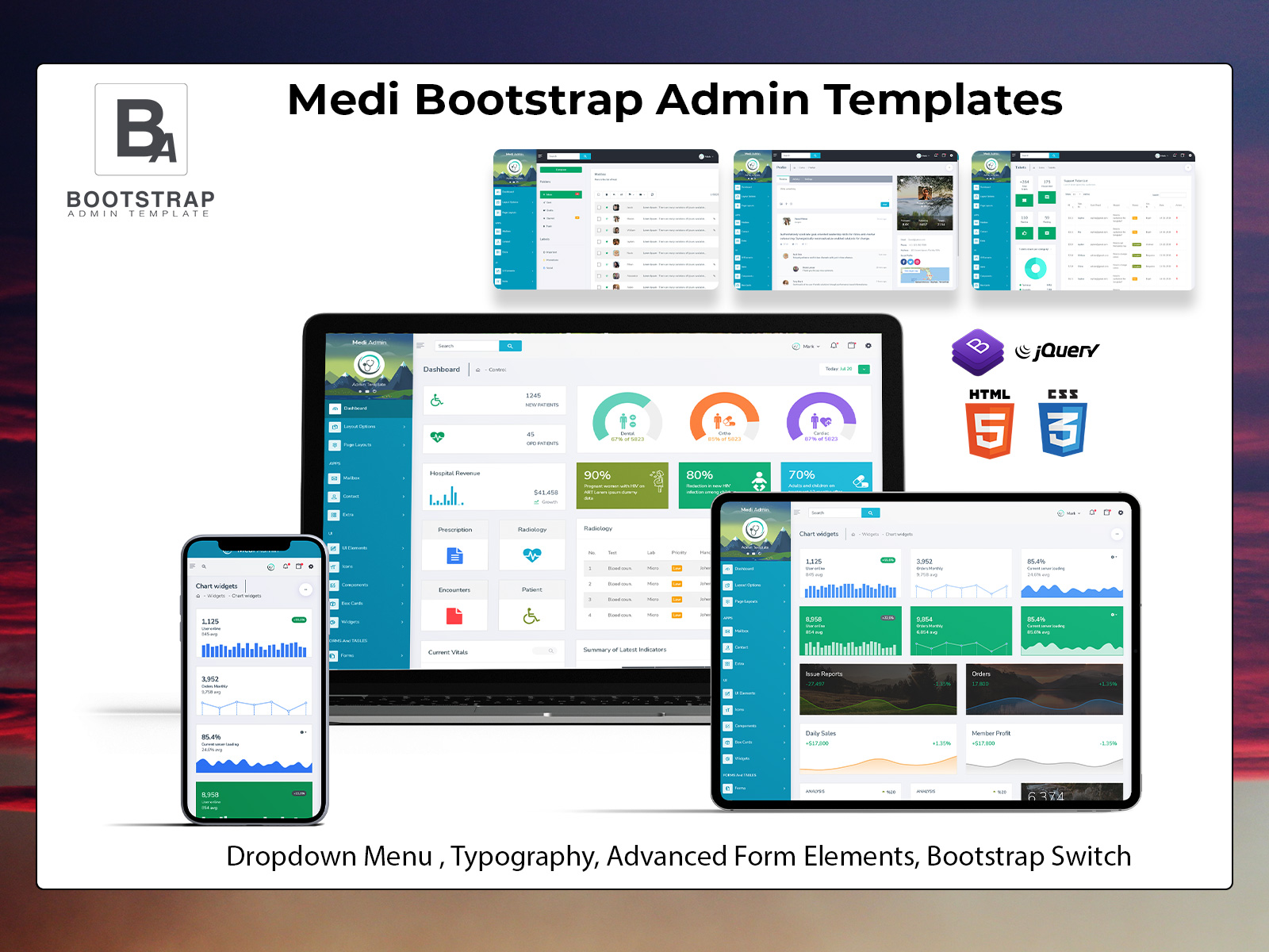 Medi Bootstrap 4 Admin Template With UI Framework