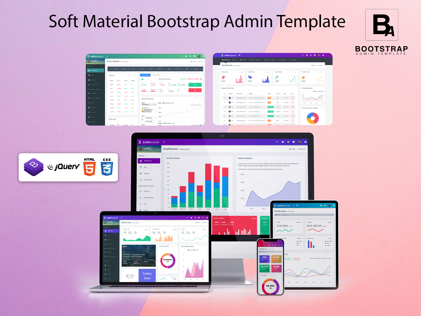 Explore The Versatility Of Soft Material Bootstrap Admin Dashboard