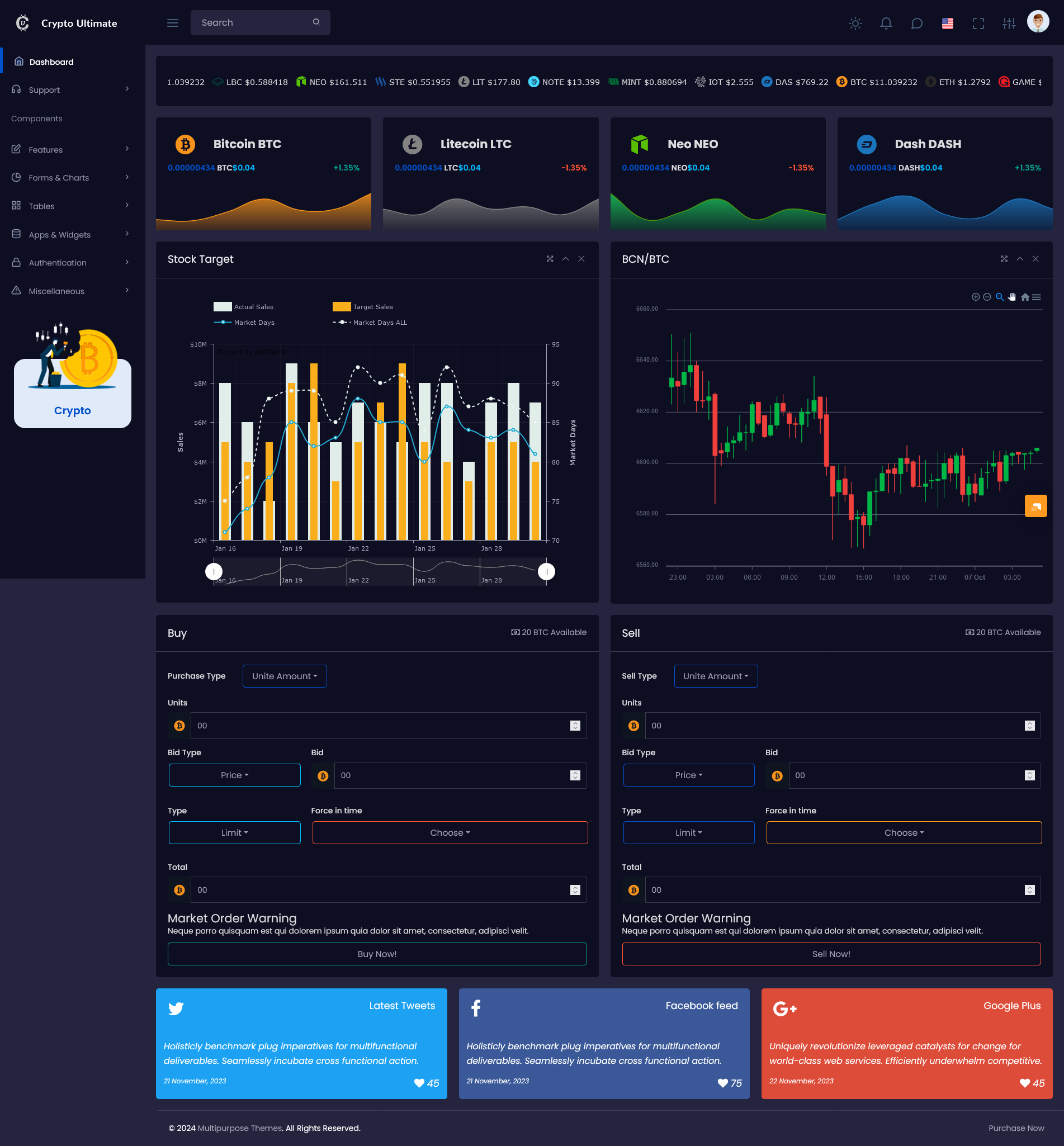 Crypto Admin Template