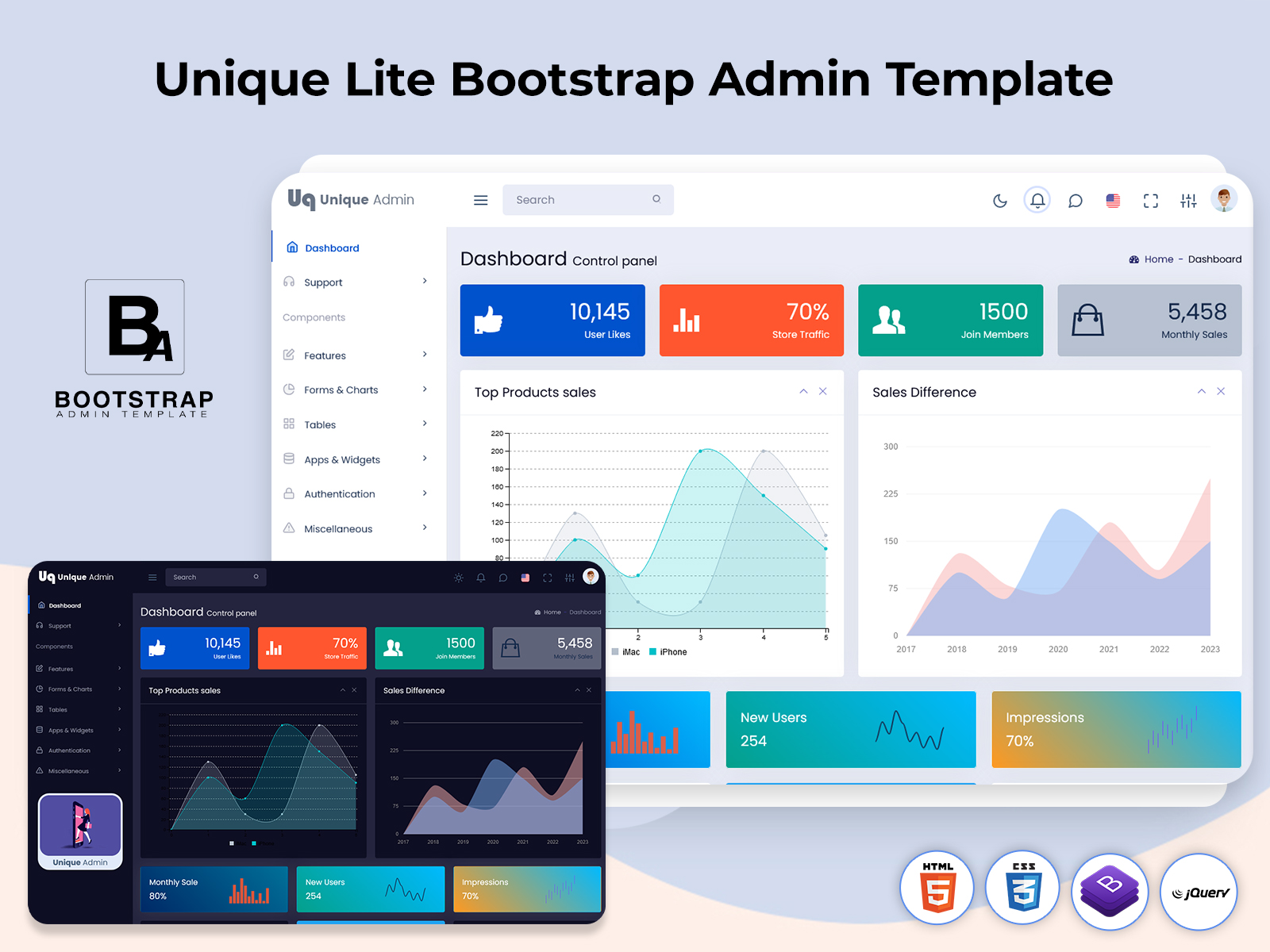 Unique Lite Bootstrap Admin Template