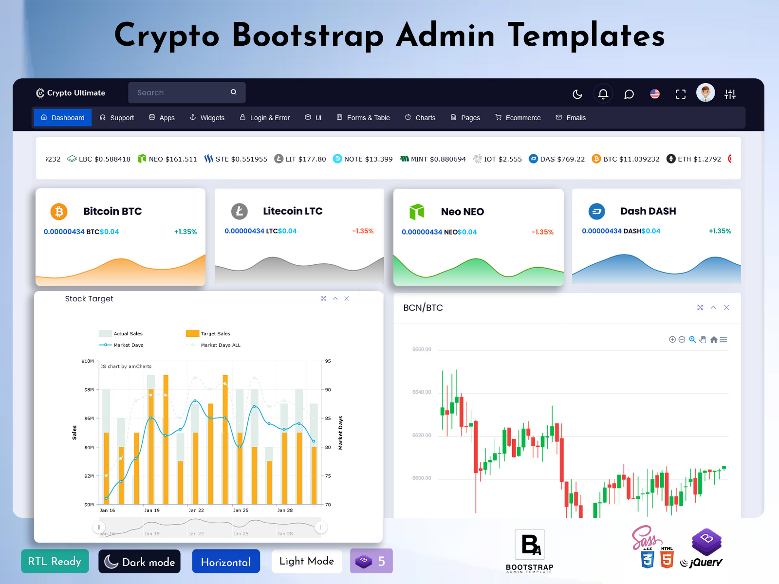 Manage Crypto Data Easily With Powerful Bootstrap Admin Template