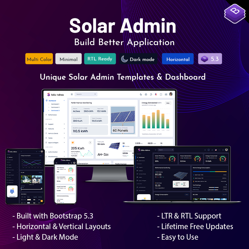 Solar Admin Dashboard Bootstrap Admin Template Web Apps & UI Kit