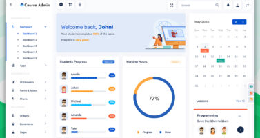 Professional Online Course Admin Template Dashboard Design