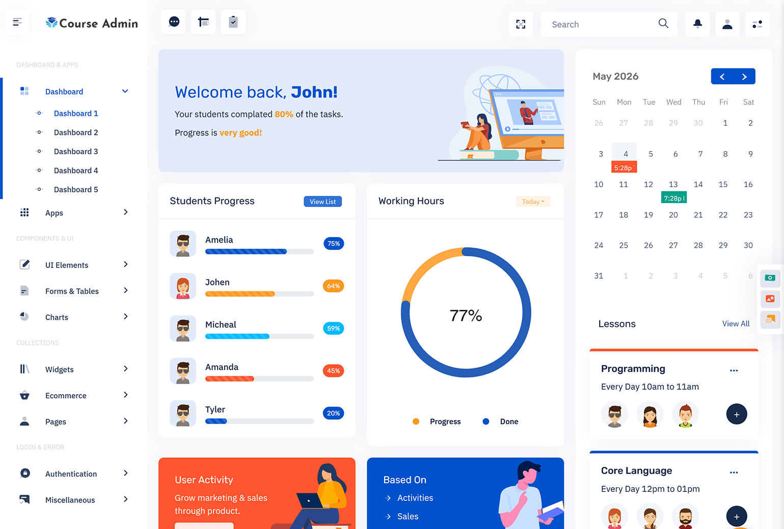 Onlinecourse Dashboard